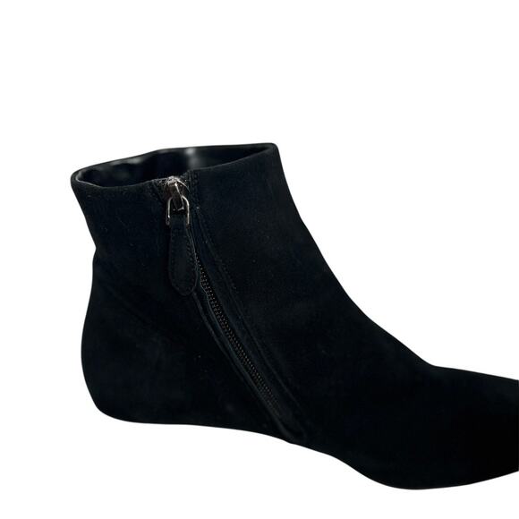 Christine Shell Paris Black Suede Ankle Boots Crystal-Embellished Heel EU 40 - Picture 4 of 10